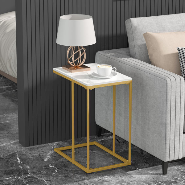 Marble effect bedside deals table